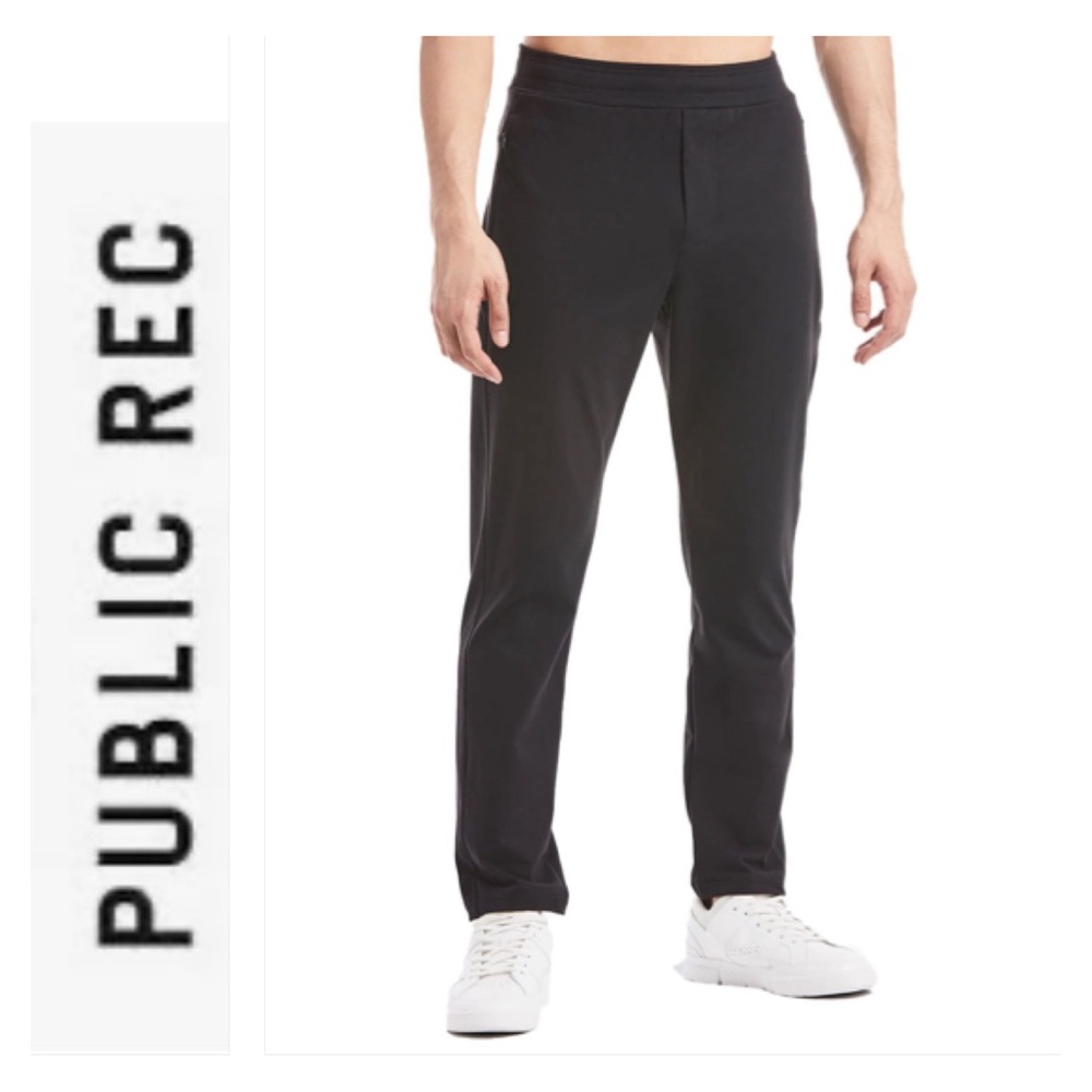 Public Rec Daymaker Pants Sweatpants 42 x 30 Zip Pockets Pull On Black Stretch